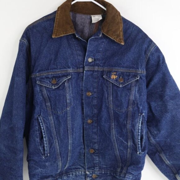 Vintage Denim Jacket Mens XL Blue Chore Barn Blanket Lined Workwear BP Feed - Picture 1 of 13